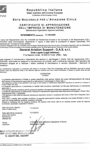 Certificato GAS PART-145-2